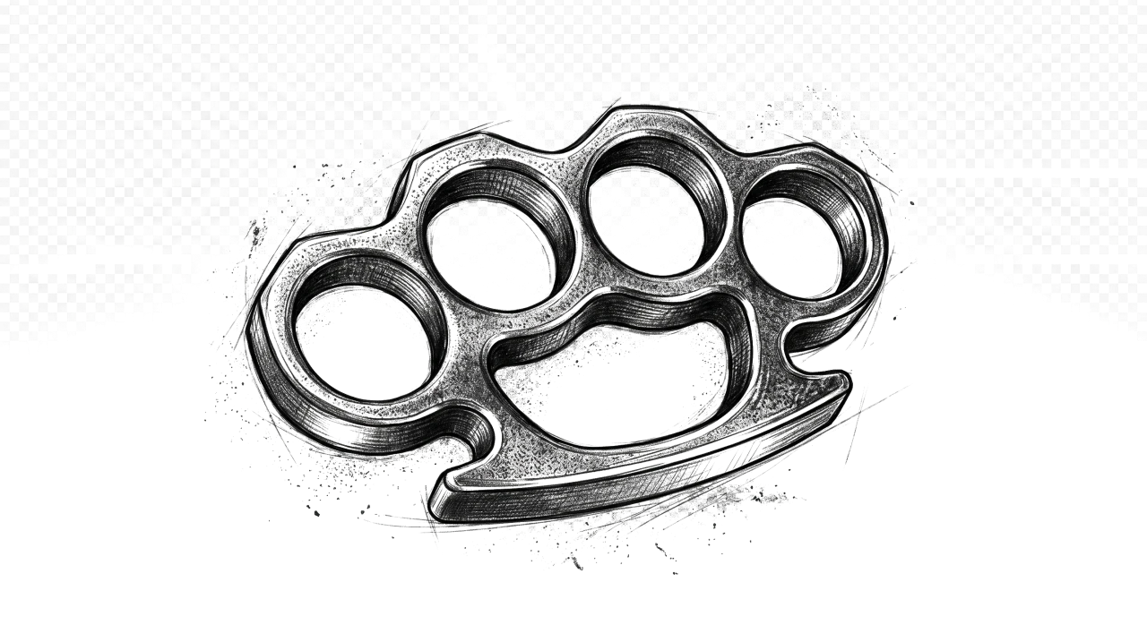 Hand-drawn metallic brass knuckles